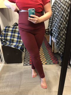 Джинсы для беременных кирпично-красные Uniqlo, 48
