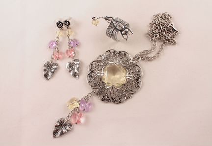 Комплект Бабочки-стрекозы (подвеска серьги кольцо)