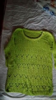 Пуловер вязаный салатовый хлопок