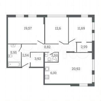 3-к квартира, 98.2 м², 4/11 эт.