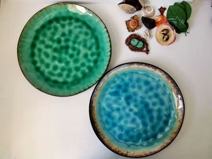 Тарелка Блюдо Лагуна кракелюр глазурь керамика