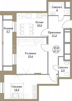 2-к квартира, 61.9 м², 10/17 эт.