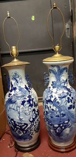 Лампа высокая парная старинная керамическая