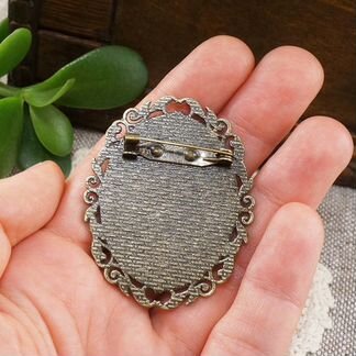 Брошь Девочка Винтажное Фото Сепия фарфор деколь