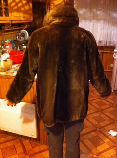 Шуба из стриженного бобра, воротник норка р.48-52