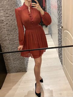 Платье короткое красное, шифон