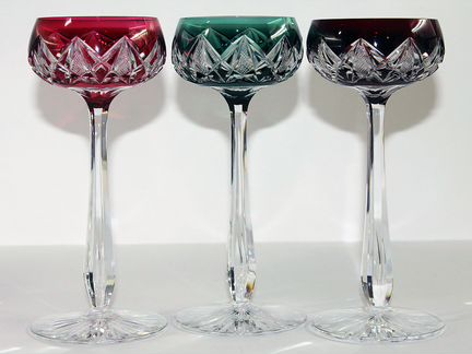 Val St Lambert 3 фужера воздушная капля антик