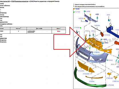 Схема переднего бампера форд фокус 3