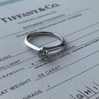 Tiffany Оригинал 0.26ct Платина Кольцо