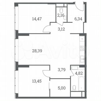 2-к квартира, 81.5 м², 26/51 эт.