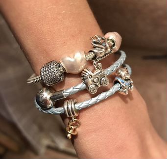 Pandora 2 браслета+шармы+упаковка и чеки