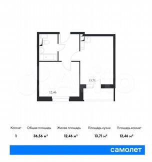 1-к квартира, 36.6 м², 9/14 эт.