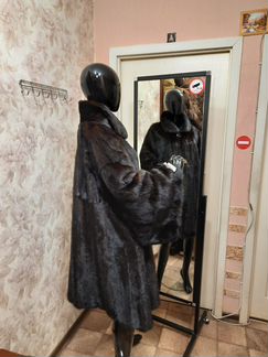 Норковая Шуба 68-70,Кимоно,цве Шоколад, длина 95см