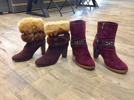 Бордовые замшевые ботильоны 36-37р