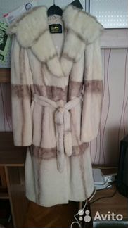 Шуба щипаный бобер с капюшоном норка