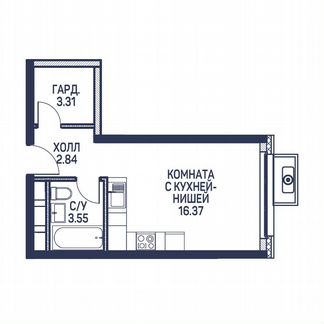 Квартира-студия, 26.1 м², 3/22 эт.