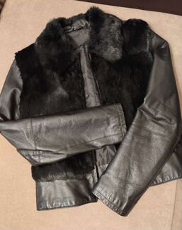 Кожаная Куртка с Мехом Кролика