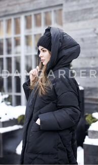 Пуховик одеяло черный длинный с карманами