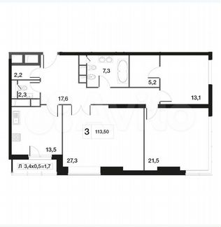 3-к квартира, 111.8 м², 28/28 эт.