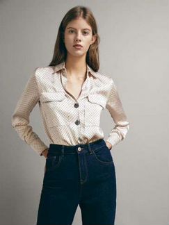 Massimo Dutti рубашка с карманами в горох
