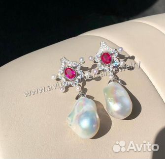Серьги с натуральным барочным жемчугом