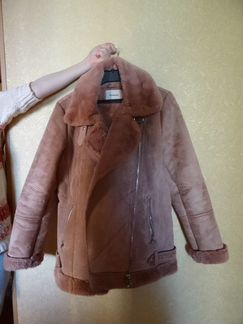 Дубленка stradivarius розовая