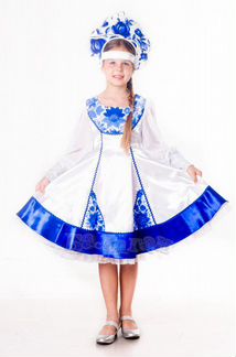 Русский народный костюм Балаган Гжель, белый, 110-116 см (12-00681-110-116)