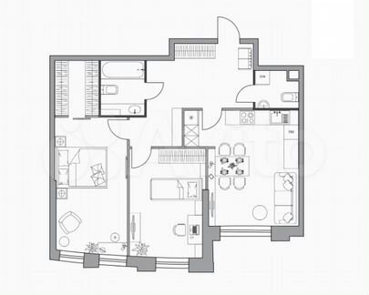 2-к квартира, 75.5 м², 7/39 эт.