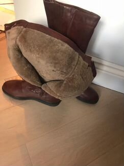 Зимние кожаные сапоги на натуральном меху