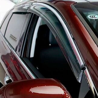 Дефлекторы Kia Rio хром нержавеющий молдинг